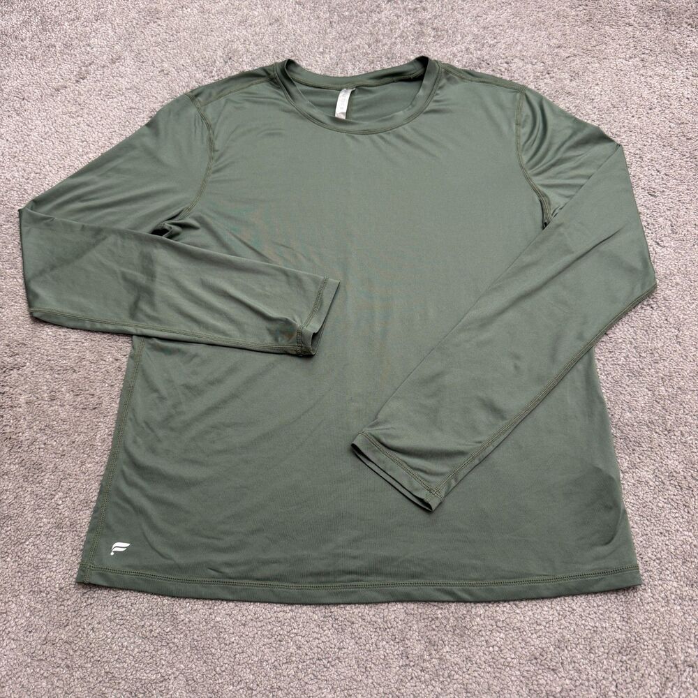 Fabletics Long Sleeve Crewneck Stretch Athletic Activewear Top Womens M Green